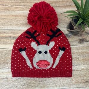 David & Young Sequin Reindeer Holiday Beanie